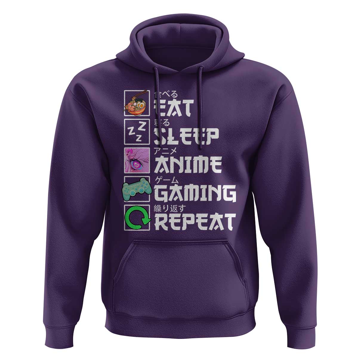 Eat Sleep Anime Gaming Repeat Hoodie Kawaii Otaku Anime Manga