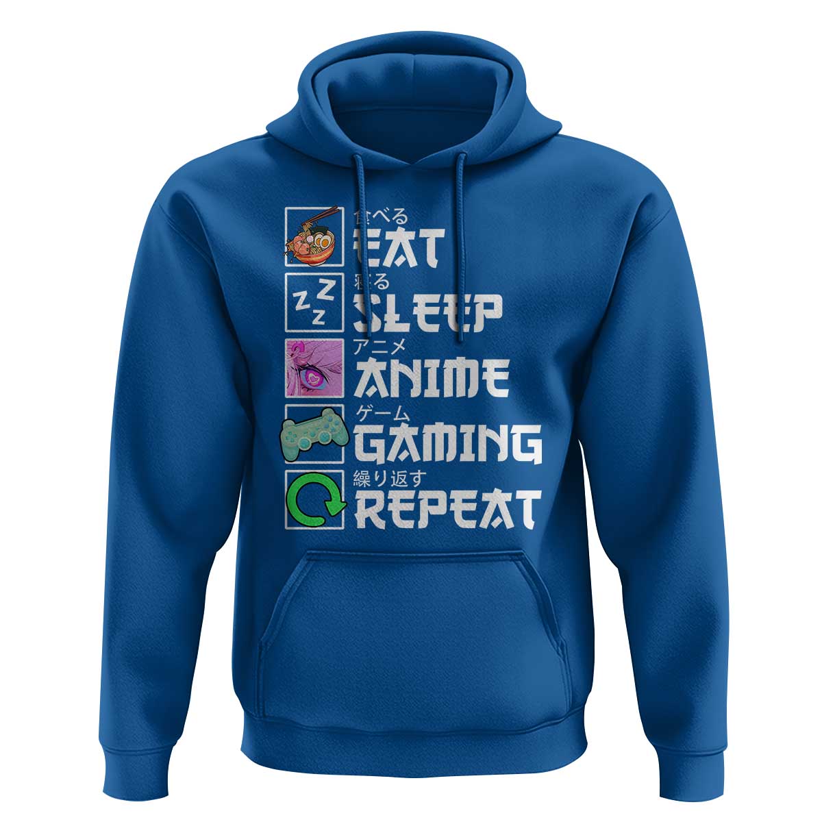 Eat Sleep Anime Gaming Repeat Hoodie Kawaii Otaku Anime Manga
