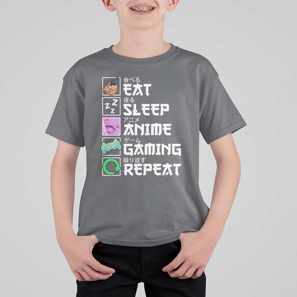 Eat Sleep Anime Gaming Repeat T Shirt For Kid Kawaii Otaku Anime Manga