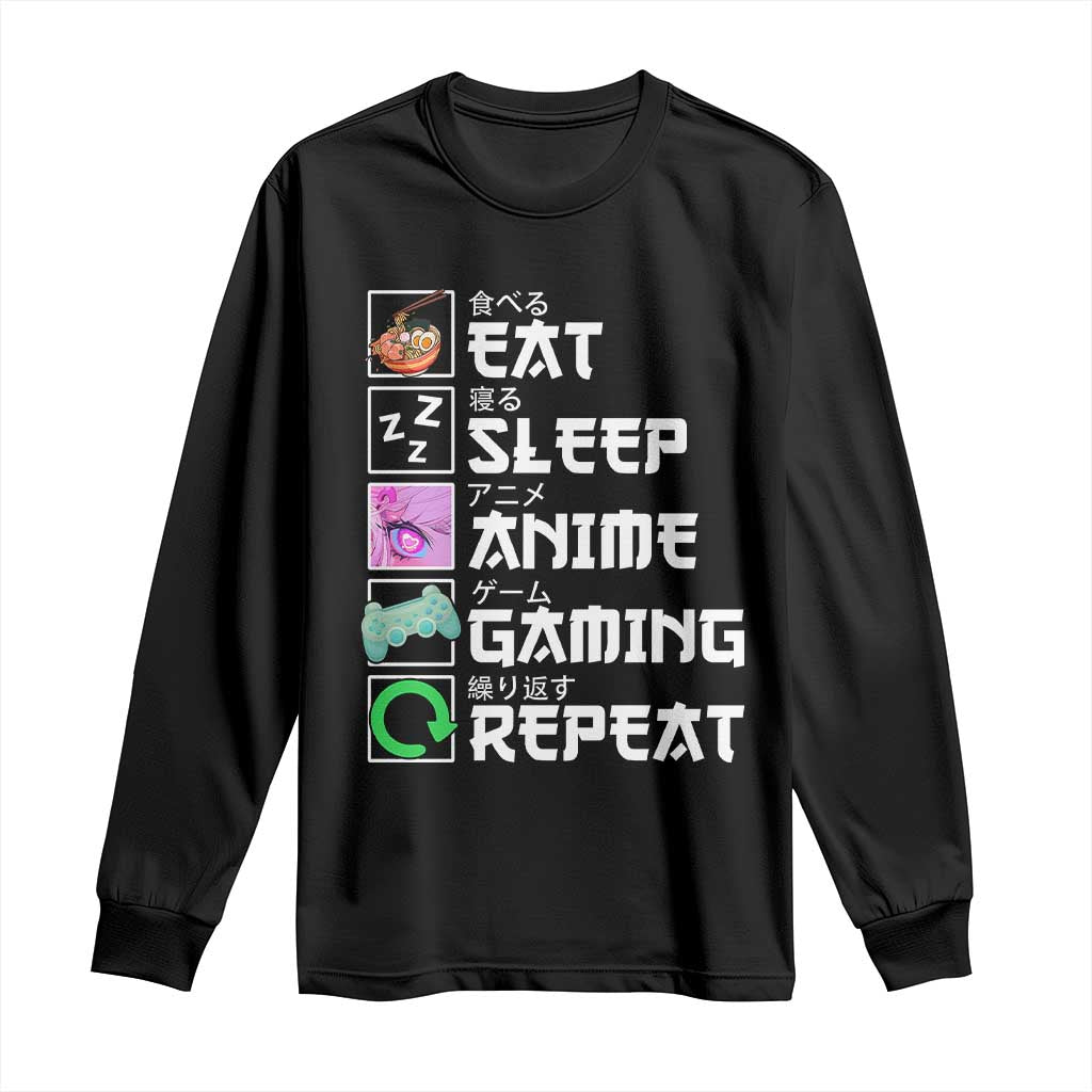 Eat Sleep Anime Gaming Repeat Long Sleeve Shirt Kawaii Otaku Anime Manga