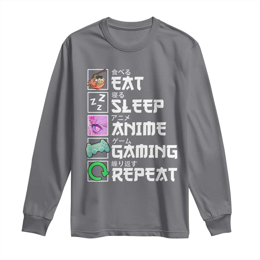 Eat Sleep Anime Gaming Repeat Long Sleeve Shirt Kawaii Otaku Anime Manga