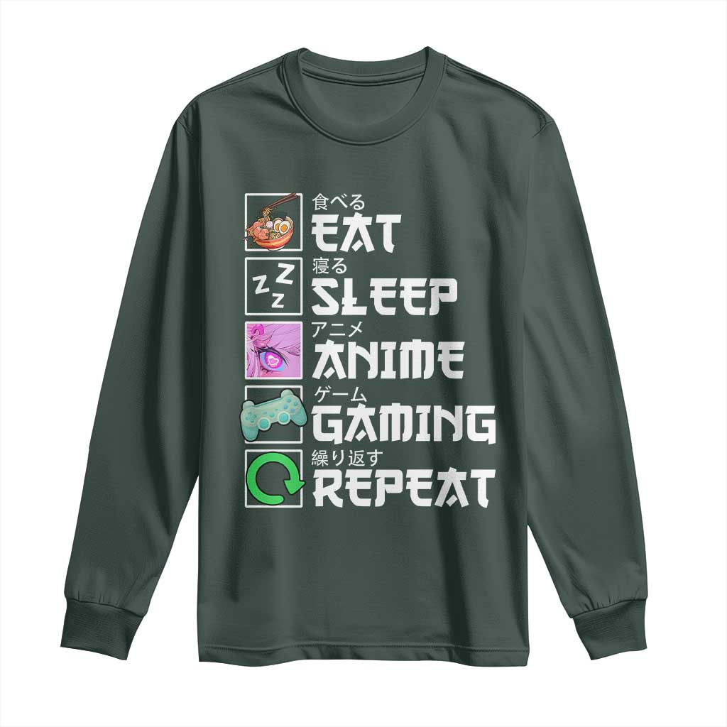 Eat Sleep Anime Gaming Repeat Long Sleeve Shirt Kawaii Otaku Anime Manga