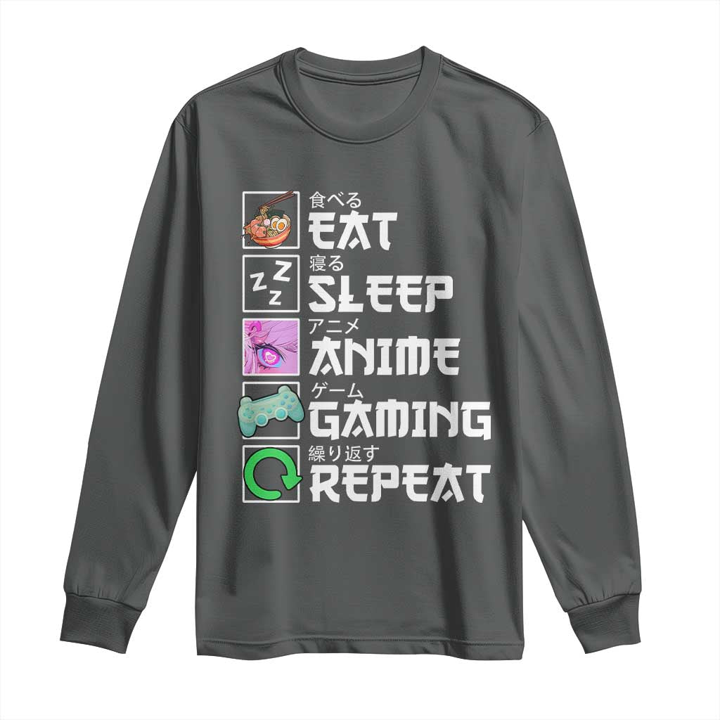 Eat Sleep Anime Gaming Repeat Long Sleeve Shirt Kawaii Otaku Anime Manga