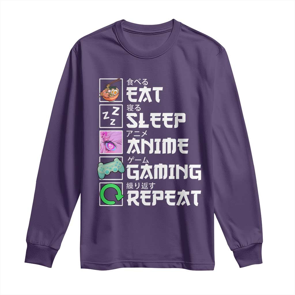 Eat Sleep Anime Gaming Repeat Long Sleeve Shirt Kawaii Otaku Anime Manga