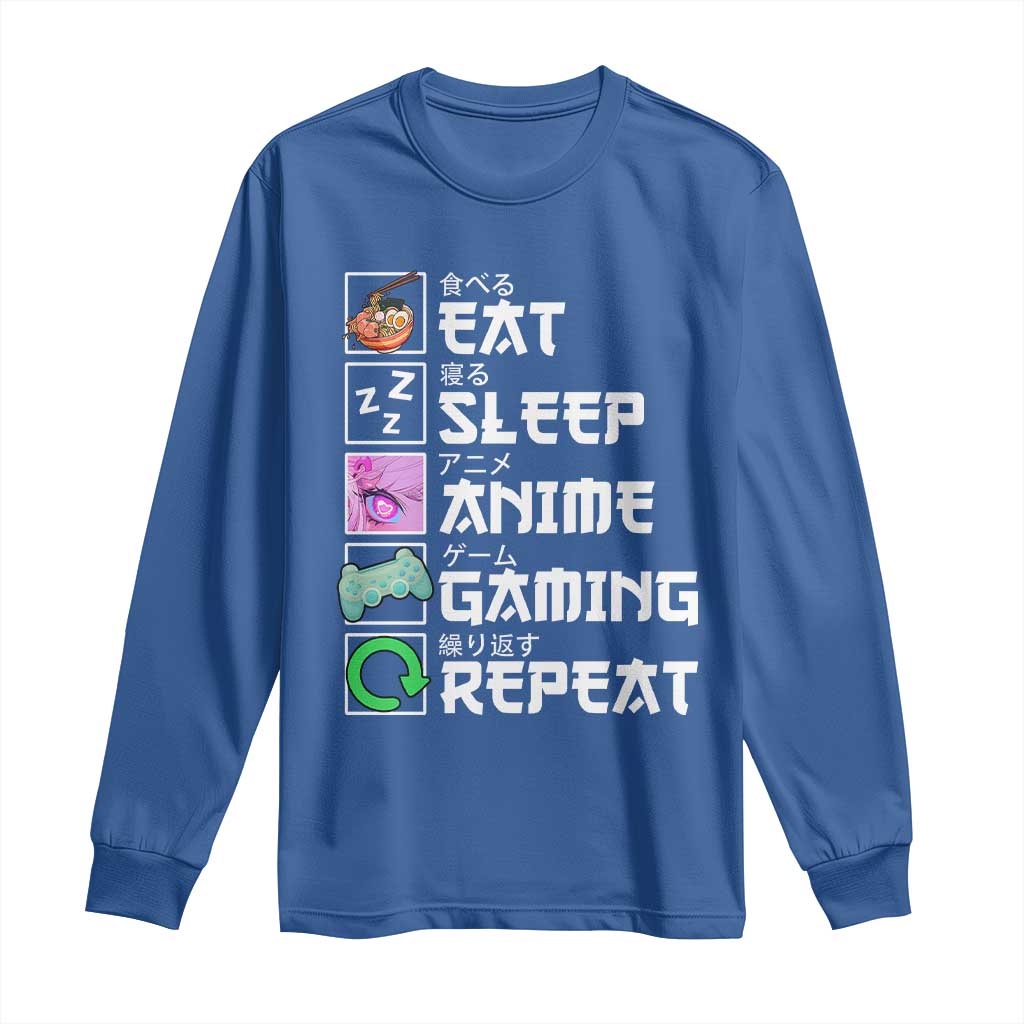 Eat Sleep Anime Gaming Repeat Long Sleeve Shirt Kawaii Otaku Anime Manga