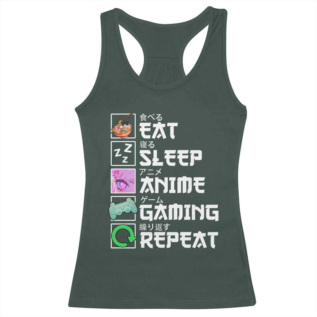 Eat Sleep Anime Gaming Repeat Racerback Tank Top Kawaii Otaku Anime Manga