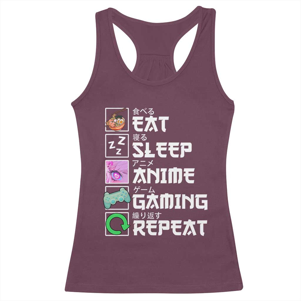 Eat Sleep Anime Gaming Repeat Racerback Tank Top Kawaii Otaku Anime Manga