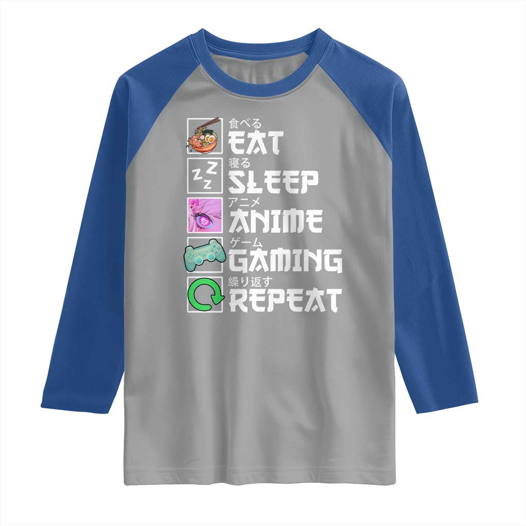 Eat Sleep Anime Gaming Repeat Raglan Shirt Kawaii Otaku Anime Manga