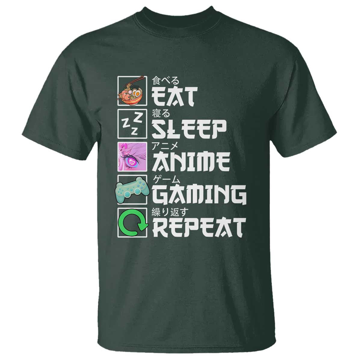 Eat Sleep Anime Gaming Repeat T Shirt Kawaii Otaku Anime Manga