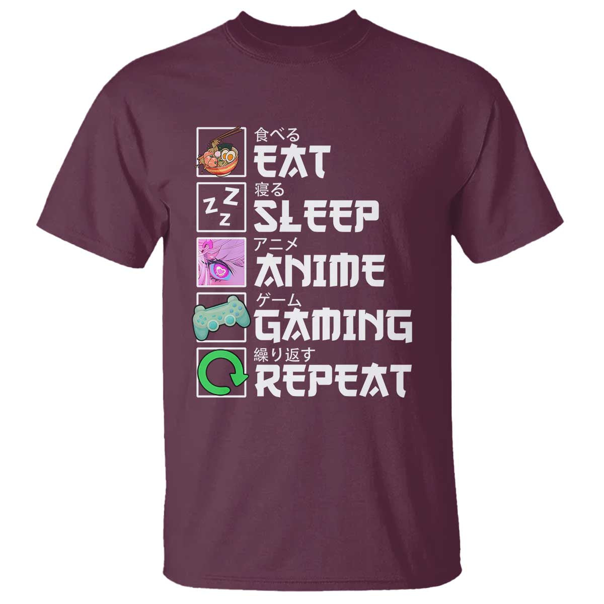 Eat Sleep Anime Gaming Repeat T Shirt Kawaii Otaku Anime Manga