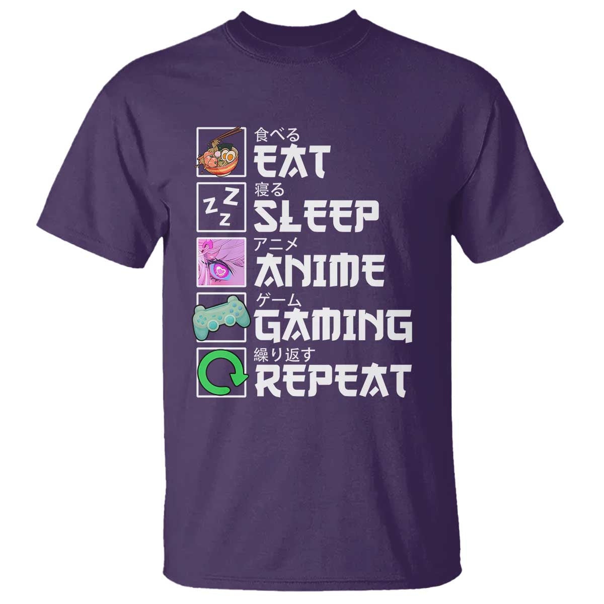 Eat Sleep Anime Gaming Repeat T Shirt Kawaii Otaku Anime Manga