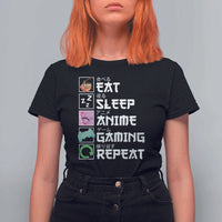 Eat Sleep Anime Gaming Repeat T Shirt For Women Kawaii Otaku Anime Manga