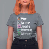 Eat Sleep Anime Gaming Repeat T Shirt For Women Kawaii Otaku Anime Manga