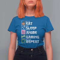 Eat Sleep Anime Gaming Repeat T Shirt For Women Kawaii Otaku Anime Manga