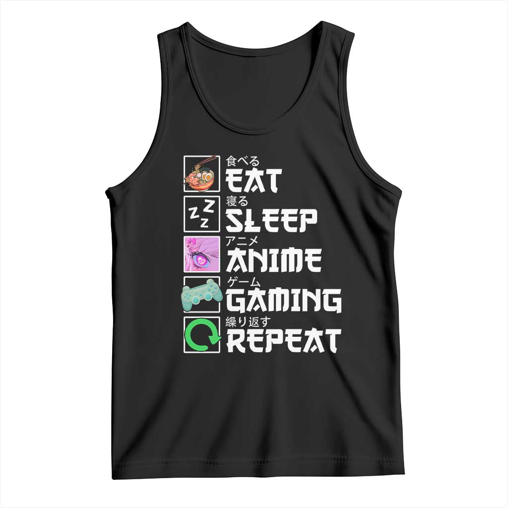 Eat Sleep Anime Gaming Repeat Tank Top Kawaii Otaku Anime Manga