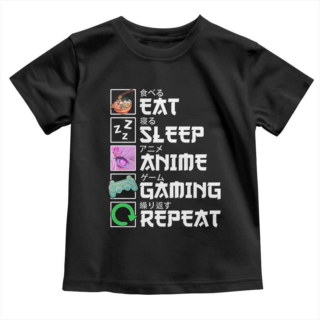 Eat Sleep Anime Gaming Repeat Toddler T Shirt Kawaii Otaku Anime Manga
