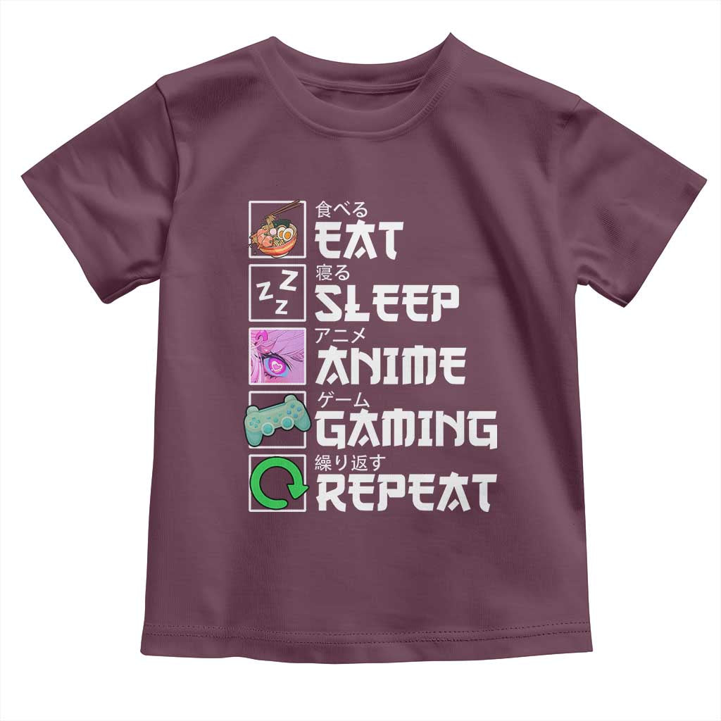 Eat Sleep Anime Gaming Repeat Toddler T Shirt Kawaii Otaku Anime Manga