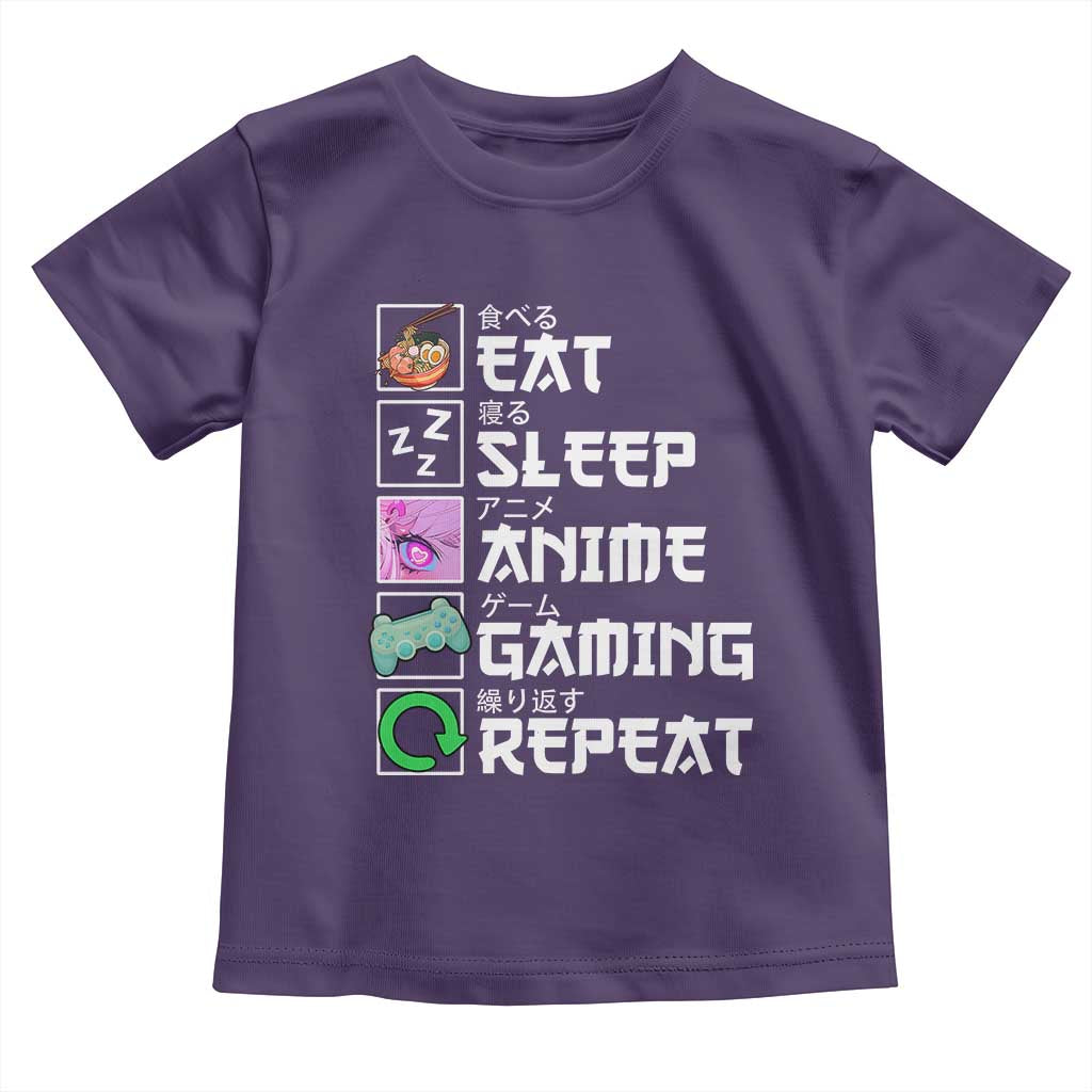 Eat Sleep Anime Gaming Repeat Toddler T Shirt Kawaii Otaku Anime Manga