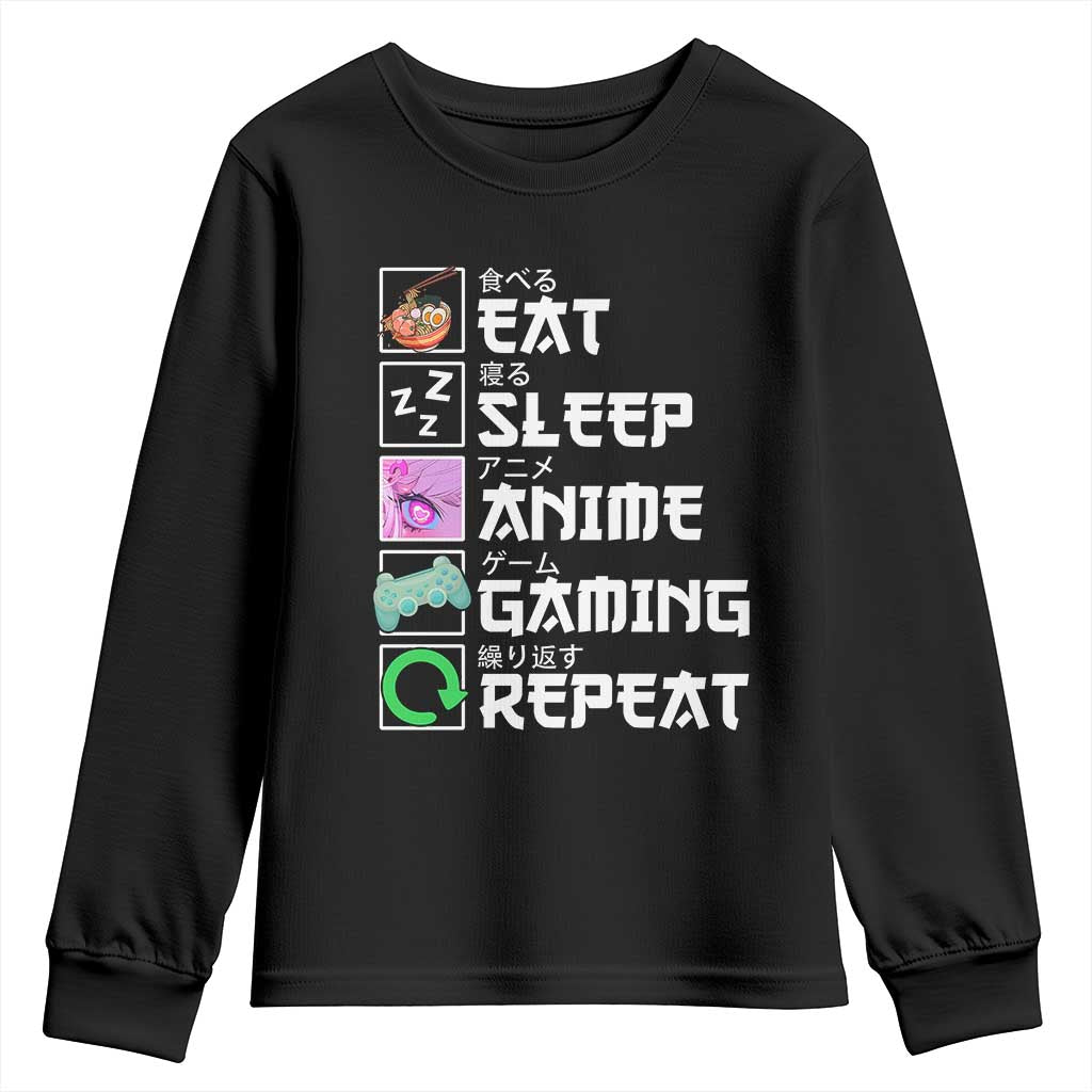Eat Sleep Anime Gaming Repeat Youth Sweatshirt Kawaii Otaku Anime Manga