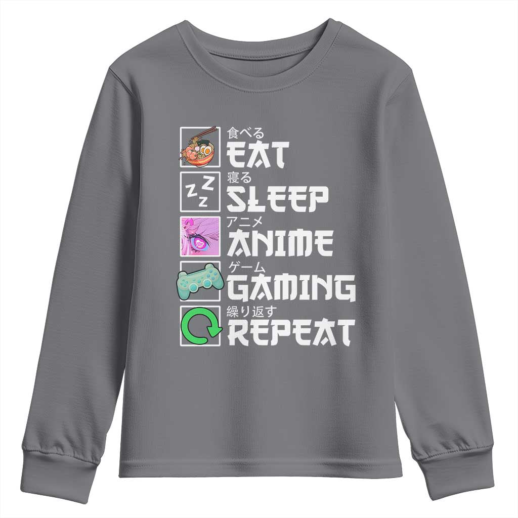 Eat Sleep Anime Gaming Repeat Youth Sweatshirt Kawaii Otaku Anime Manga