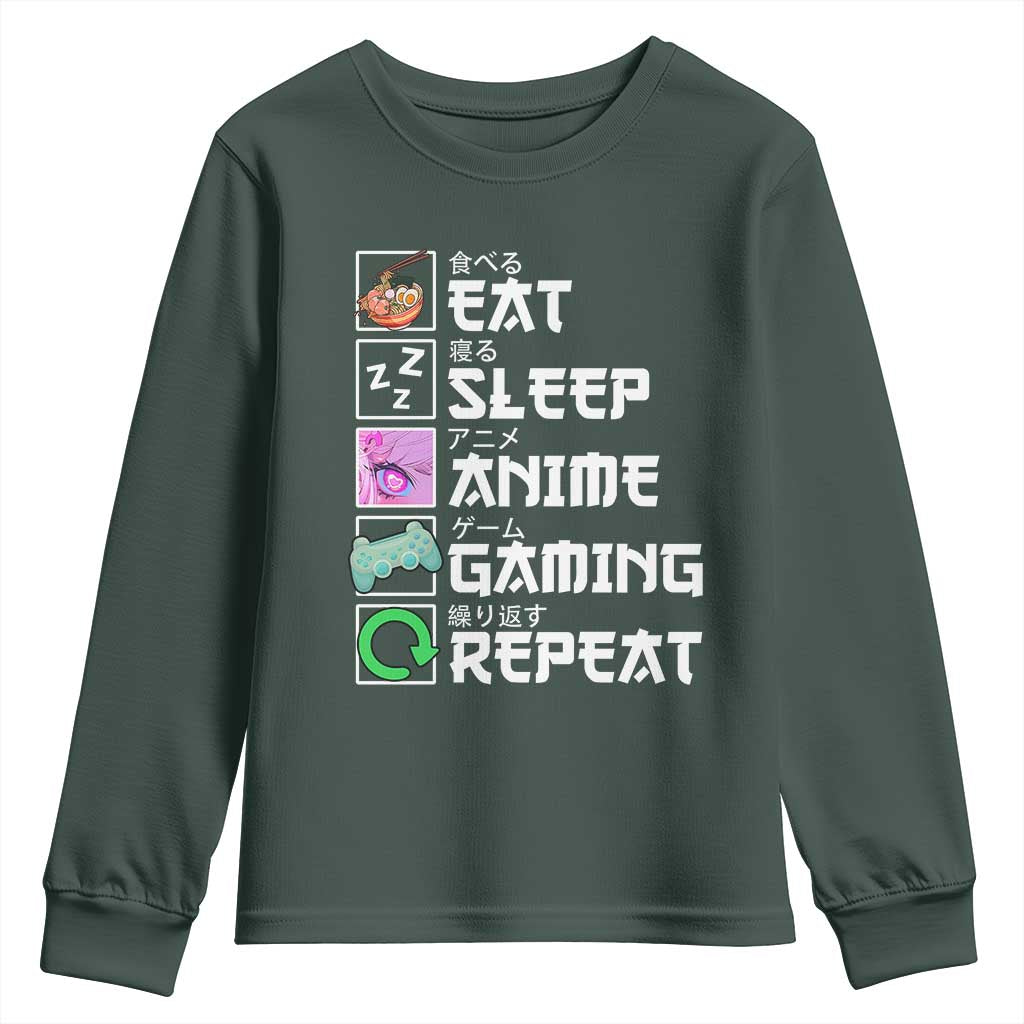 Eat Sleep Anime Gaming Repeat Youth Sweatshirt Kawaii Otaku Anime Manga