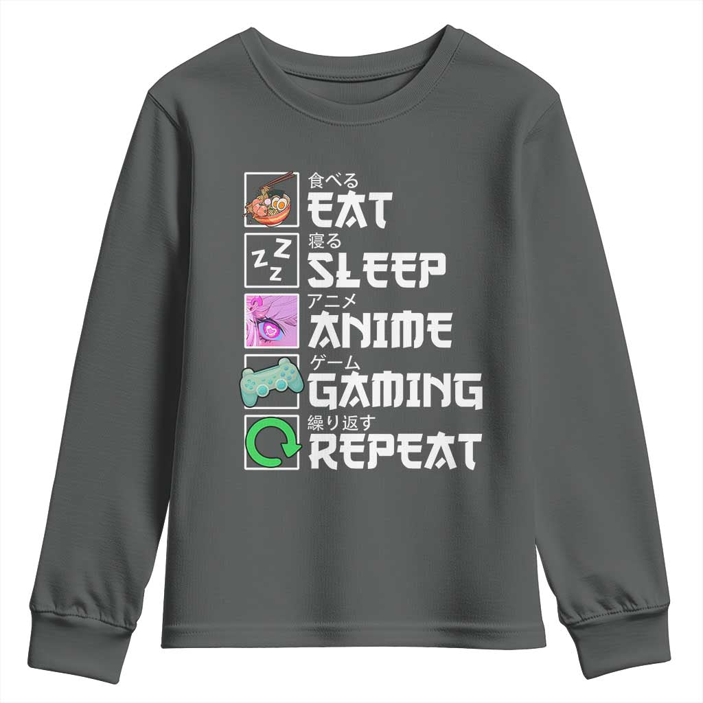 Eat Sleep Anime Gaming Repeat Youth Sweatshirt Kawaii Otaku Anime Manga