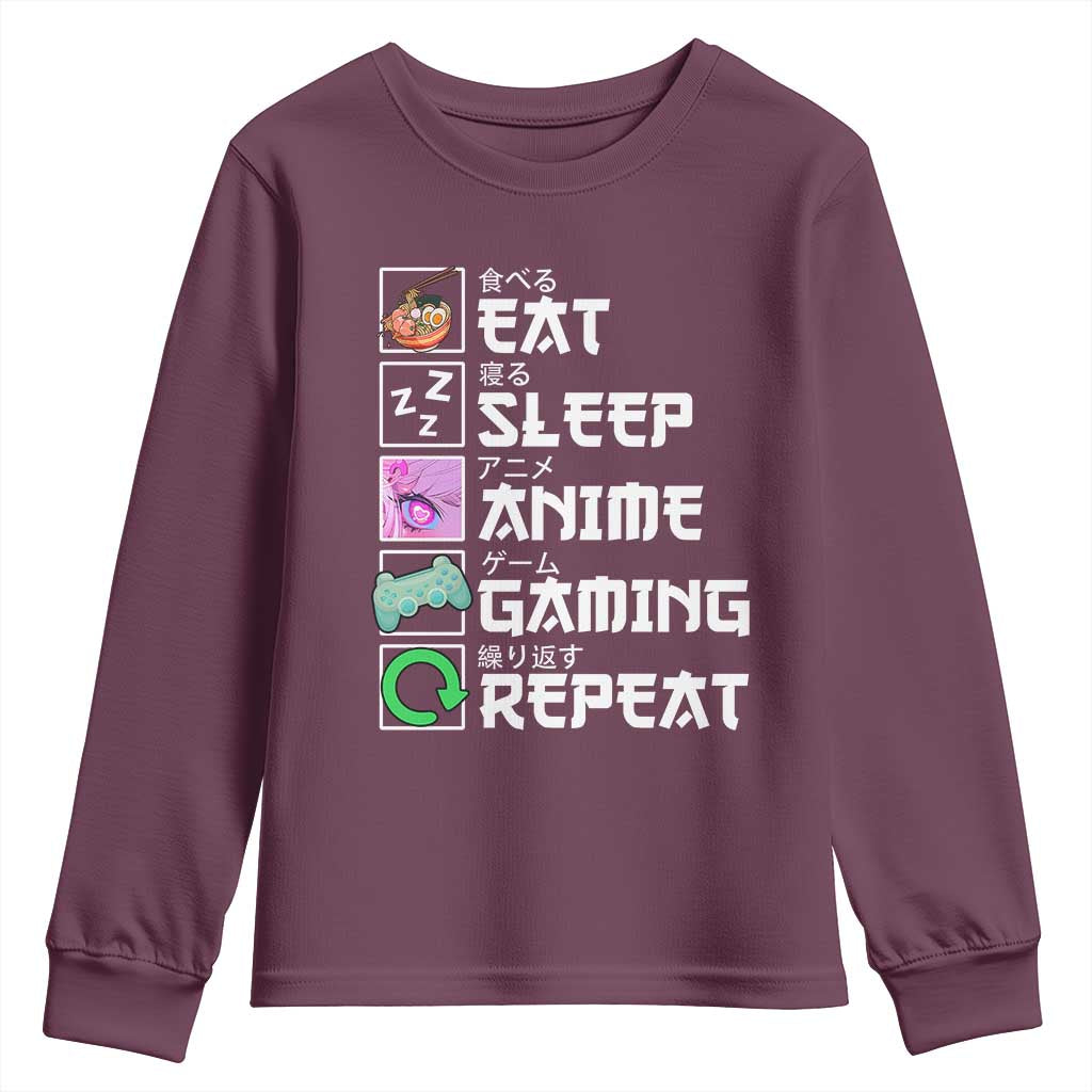 Eat Sleep Anime Gaming Repeat Youth Sweatshirt Kawaii Otaku Anime Manga