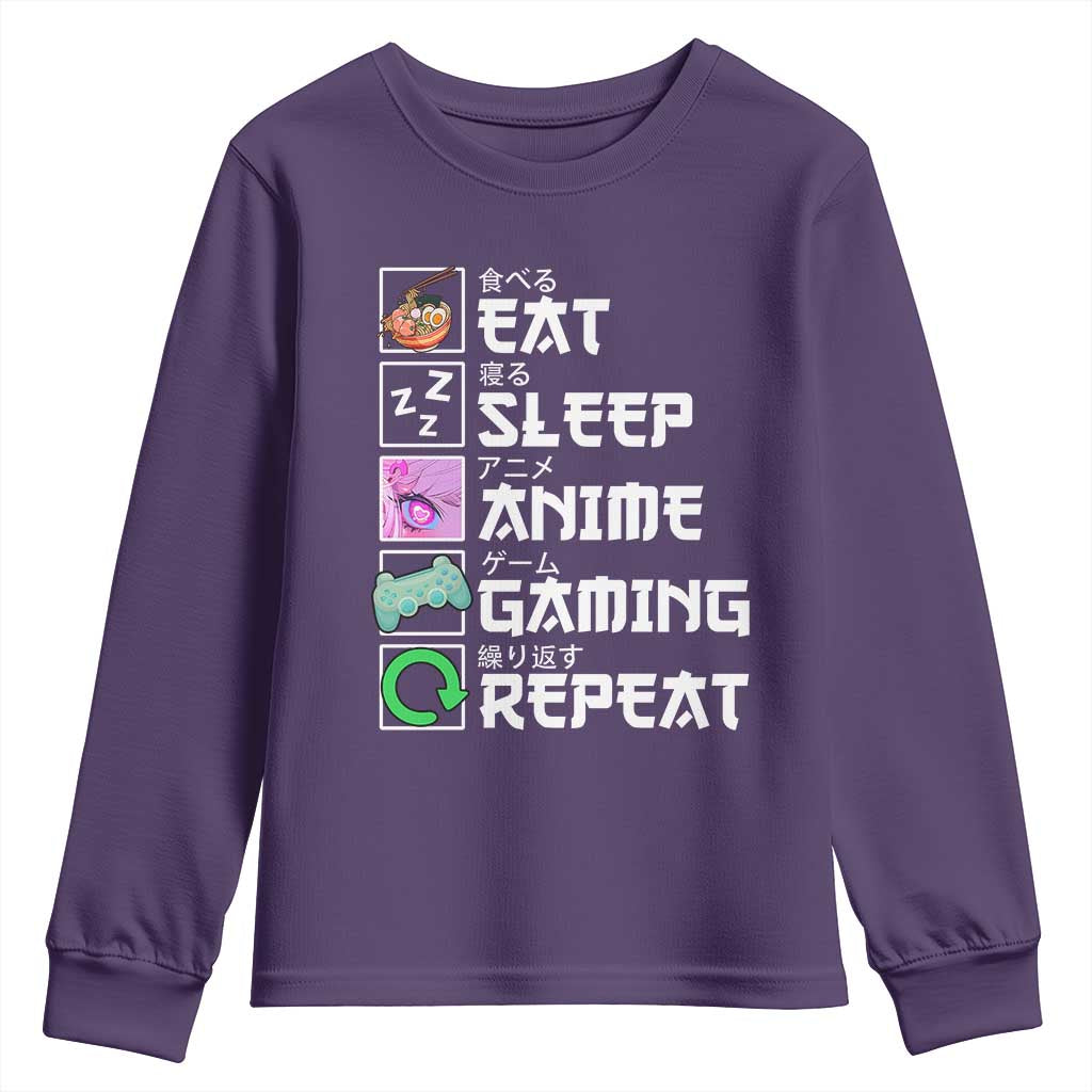 Eat Sleep Anime Gaming Repeat Youth Sweatshirt Kawaii Otaku Anime Manga