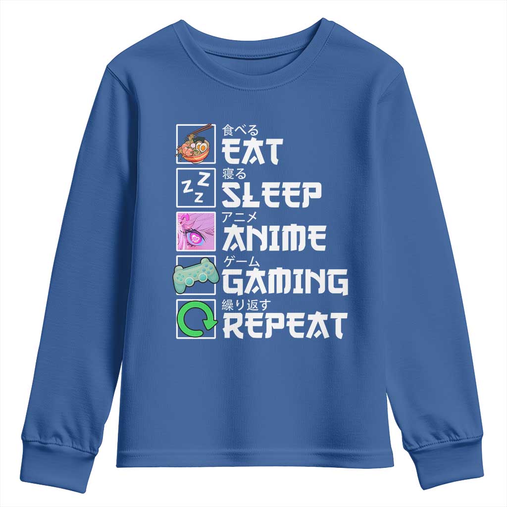Eat Sleep Anime Gaming Repeat Youth Sweatshirt Kawaii Otaku Anime Manga