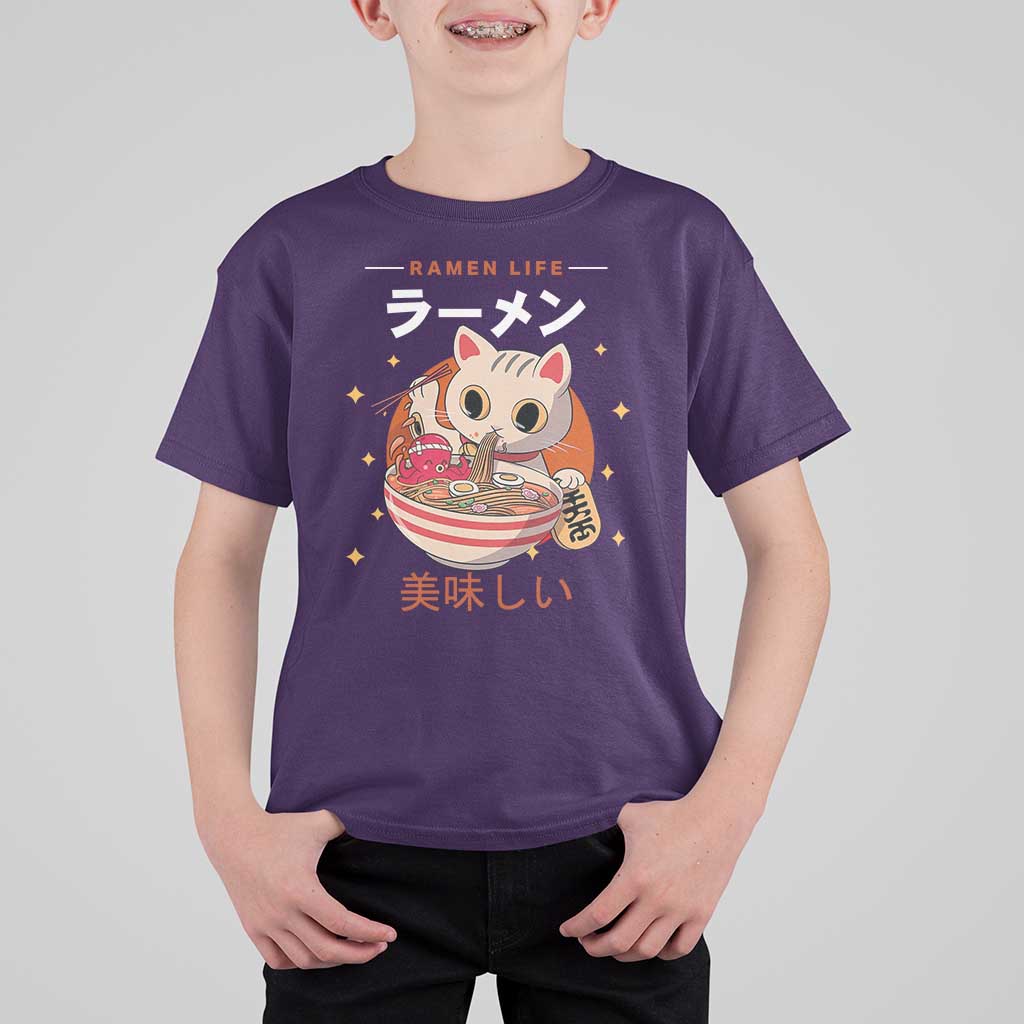 Funny Japanese Kawaii Cat Neko Ramen T Shirt For Kid
