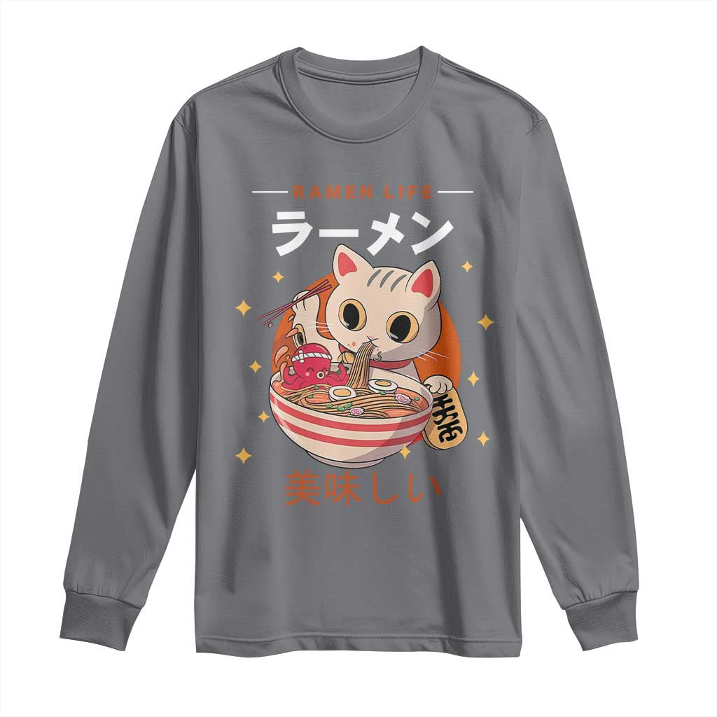 Funny Japanese Kawaii Cat Neko Ramen Long Sleeve Shirt