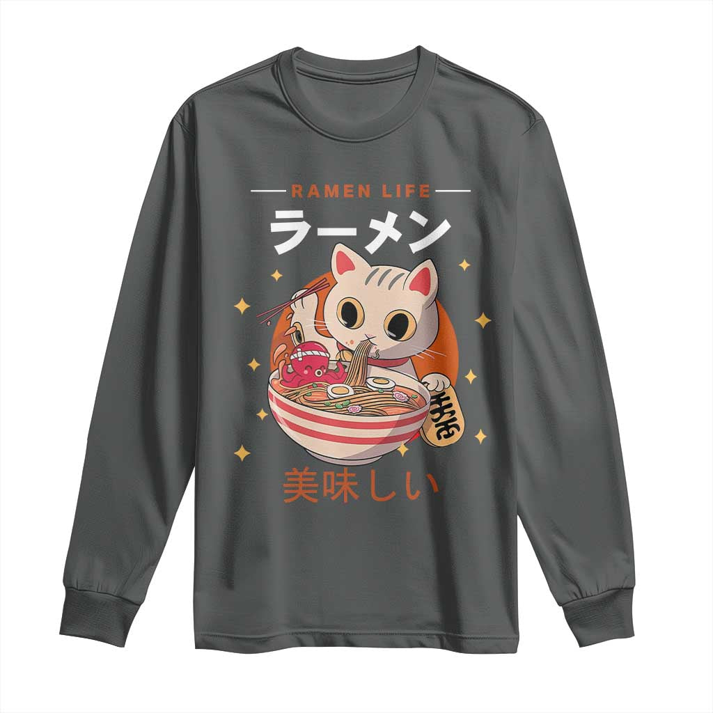 Funny Japanese Kawaii Cat Neko Ramen Long Sleeve Shirt