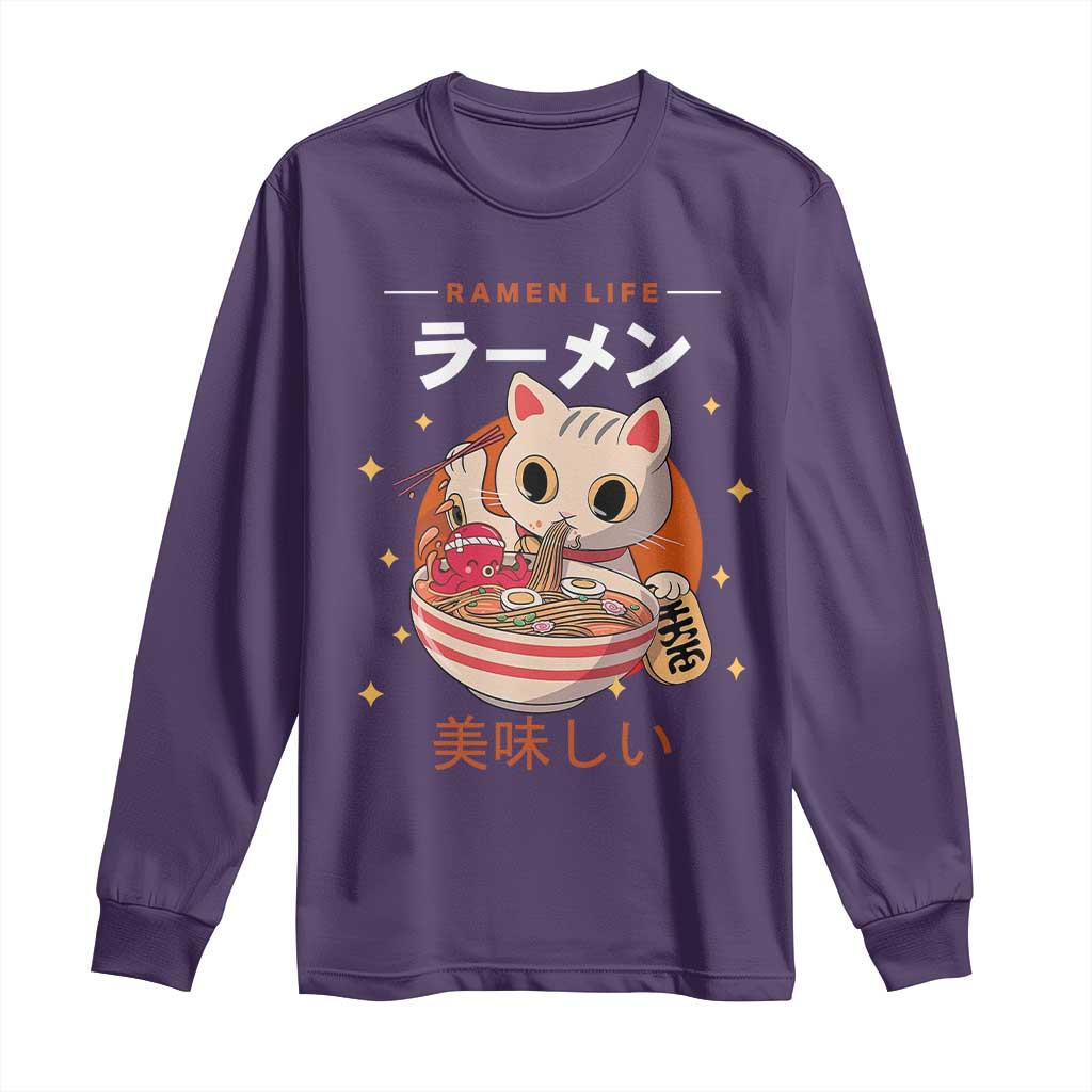 Funny Japanese Kawaii Cat Neko Ramen Long Sleeve Shirt