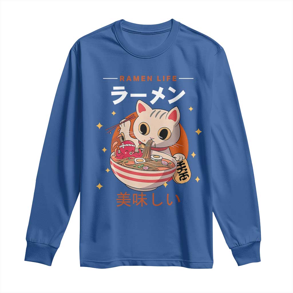 Funny Japanese Kawaii Cat Neko Ramen Long Sleeve Shirt