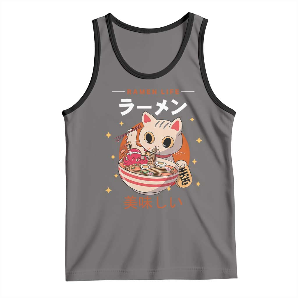 Funny Japanese Kawaii Cat Neko Ramen Tank Top
