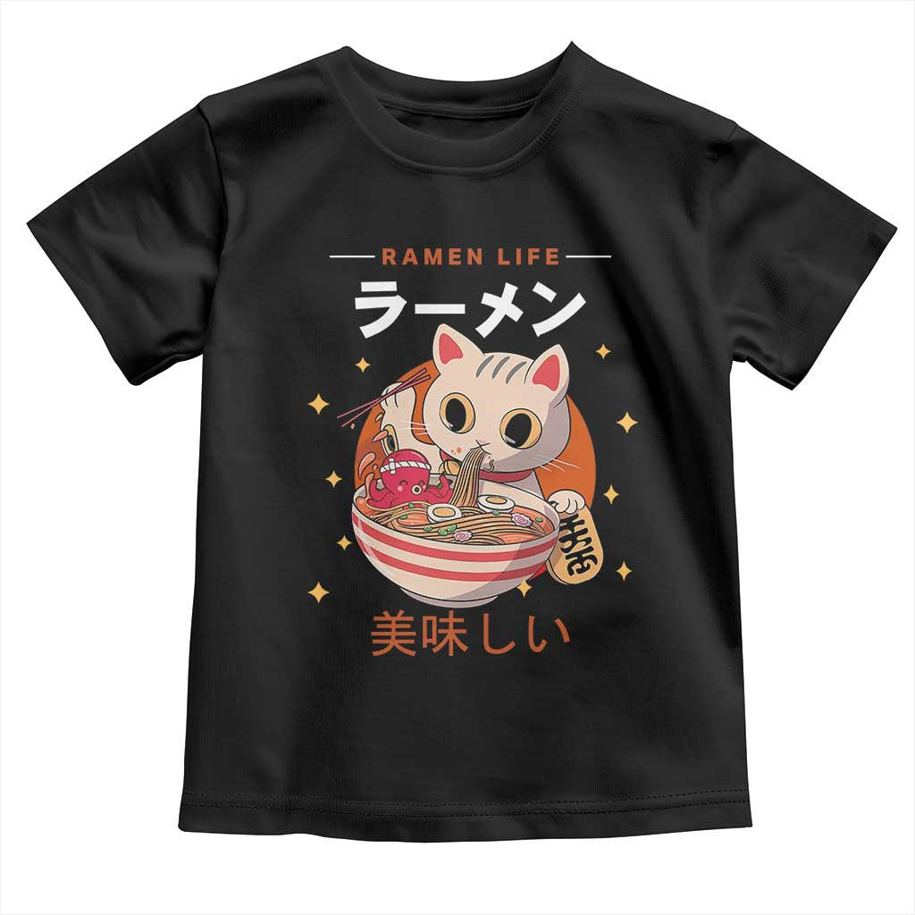Funny Japanese Kawaii Cat Neko Ramen Toddler T Shirt