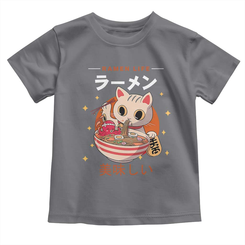 Funny Japanese Kawaii Cat Neko Ramen Toddler T Shirt