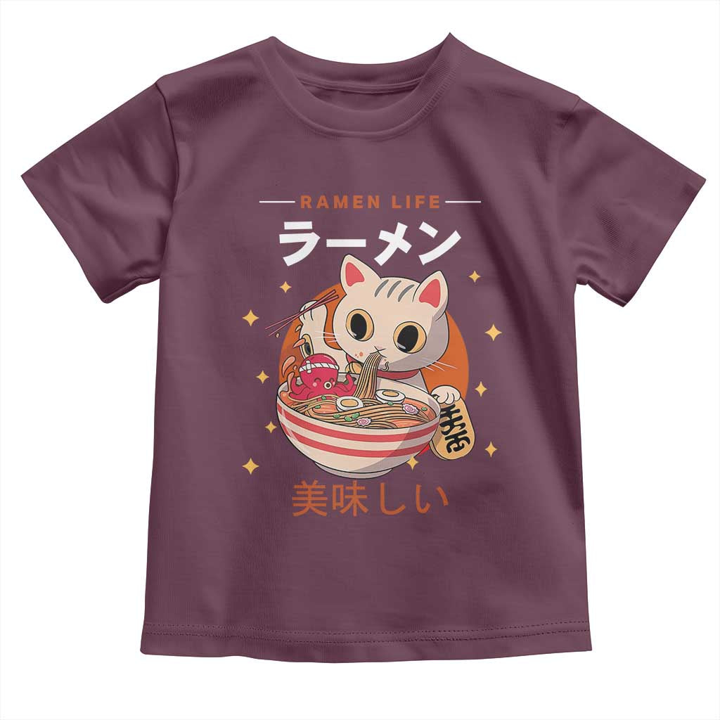 Funny Japanese Kawaii Cat Neko Ramen Toddler T Shirt