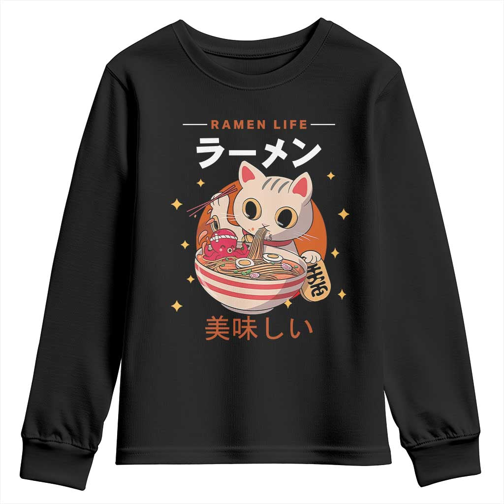 Funny Japanese Kawaii Cat Neko Ramen Youth Sweatshirt