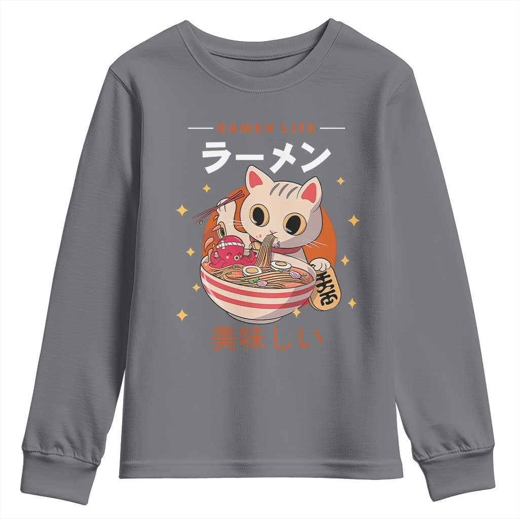 Funny Japanese Kawaii Cat Neko Ramen Youth Sweatshirt