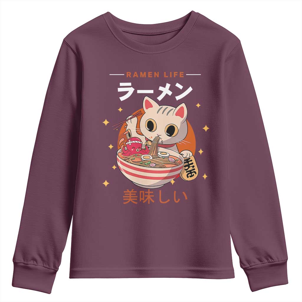 Funny Japanese Kawaii Cat Neko Ramen Youth Sweatshirt
