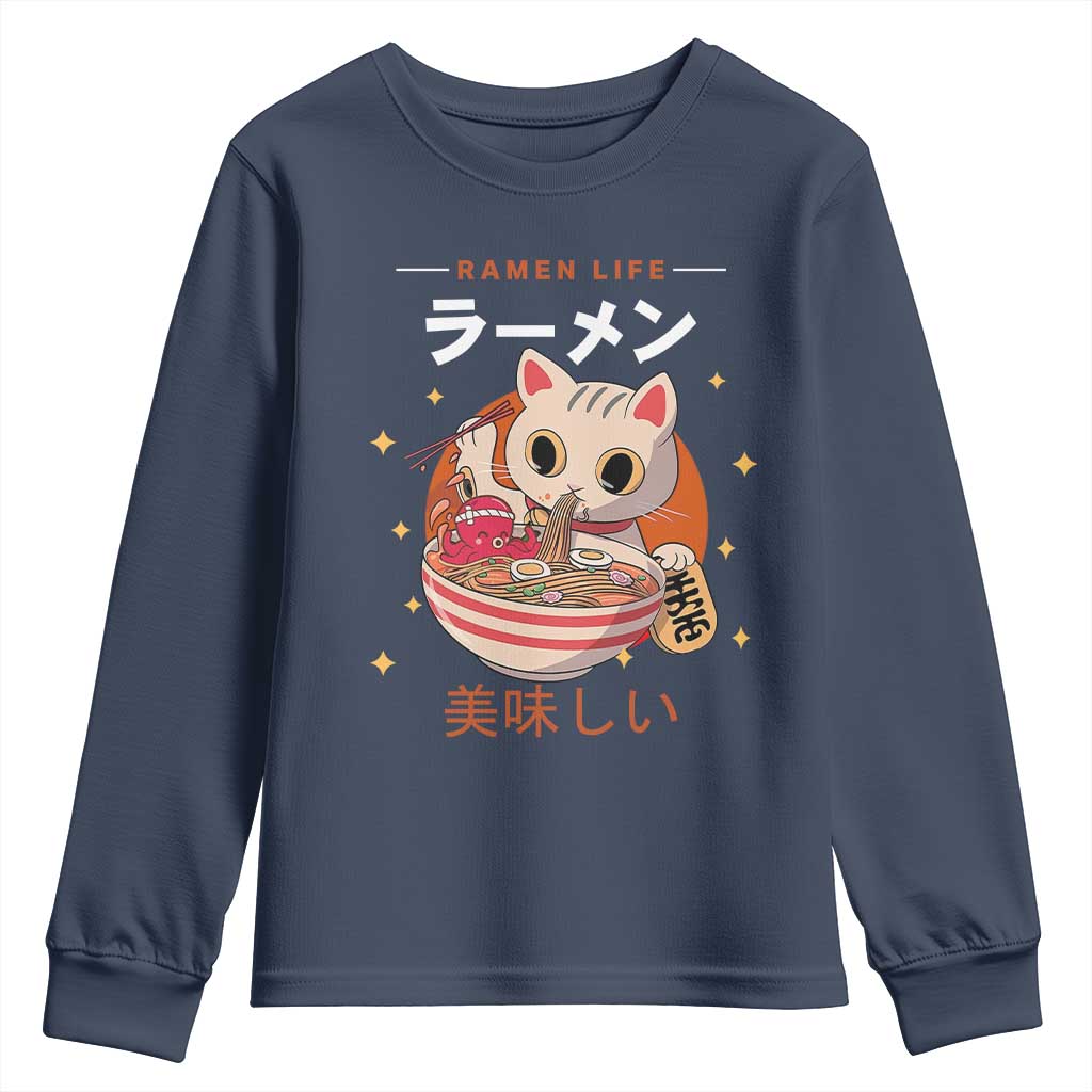 Funny Japanese Kawaii Cat Neko Ramen Youth Sweatshirt