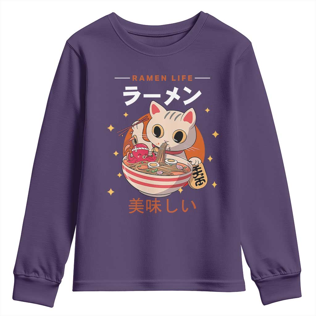 Funny Japanese Kawaii Cat Neko Ramen Youth Sweatshirt