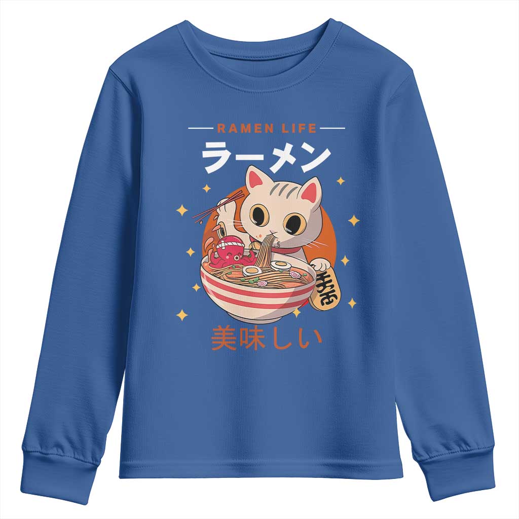Funny Japanese Kawaii Cat Neko Ramen Youth Sweatshirt