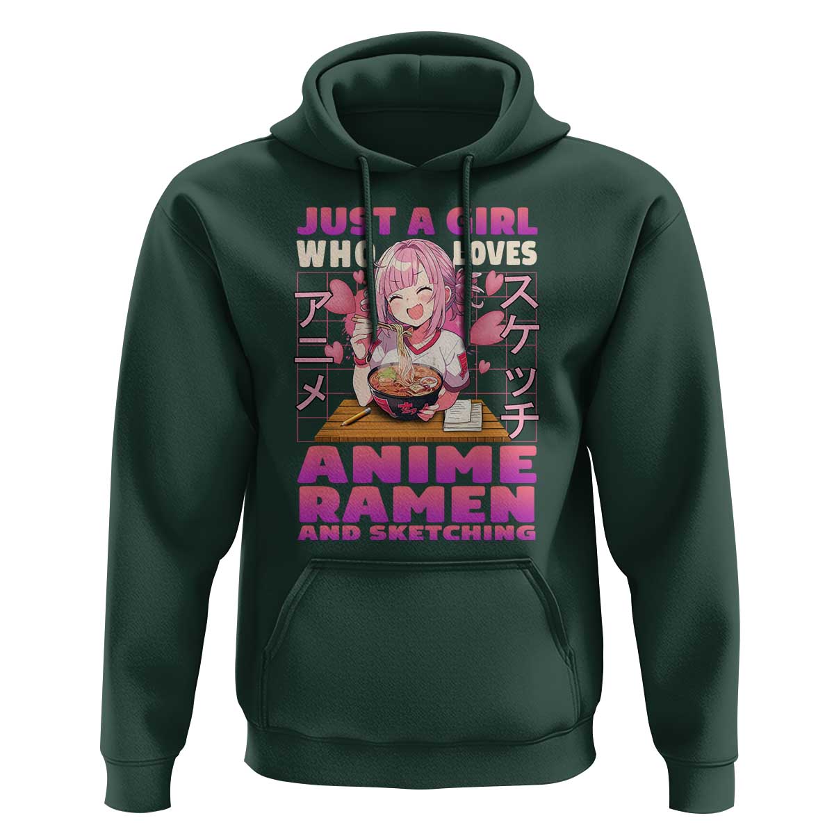 Funny Just A Girl Who Loves Anime Ramen And Sketching Hoodie Otaku Japanese Kawaii Anime Girl