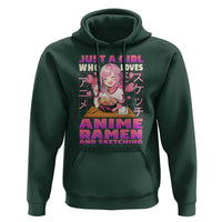 Funny Just A Girl Who Loves Anime Ramen And Sketching Hoodie Otaku Japanese Kawaii Anime Girl