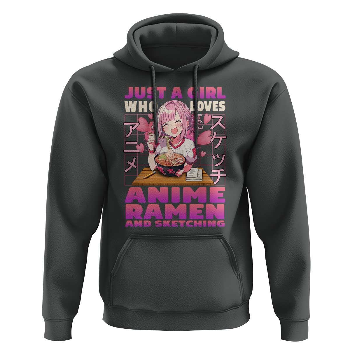 Funny Just A Girl Who Loves Anime Ramen And Sketching Hoodie Otaku Japanese Kawaii Anime Girl