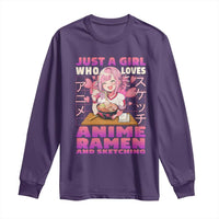 Funny Just A Girl Who Loves Anime Ramen And Sketching Long Sleeve Shirt Otaku Japanese Kawaii Anime Girl