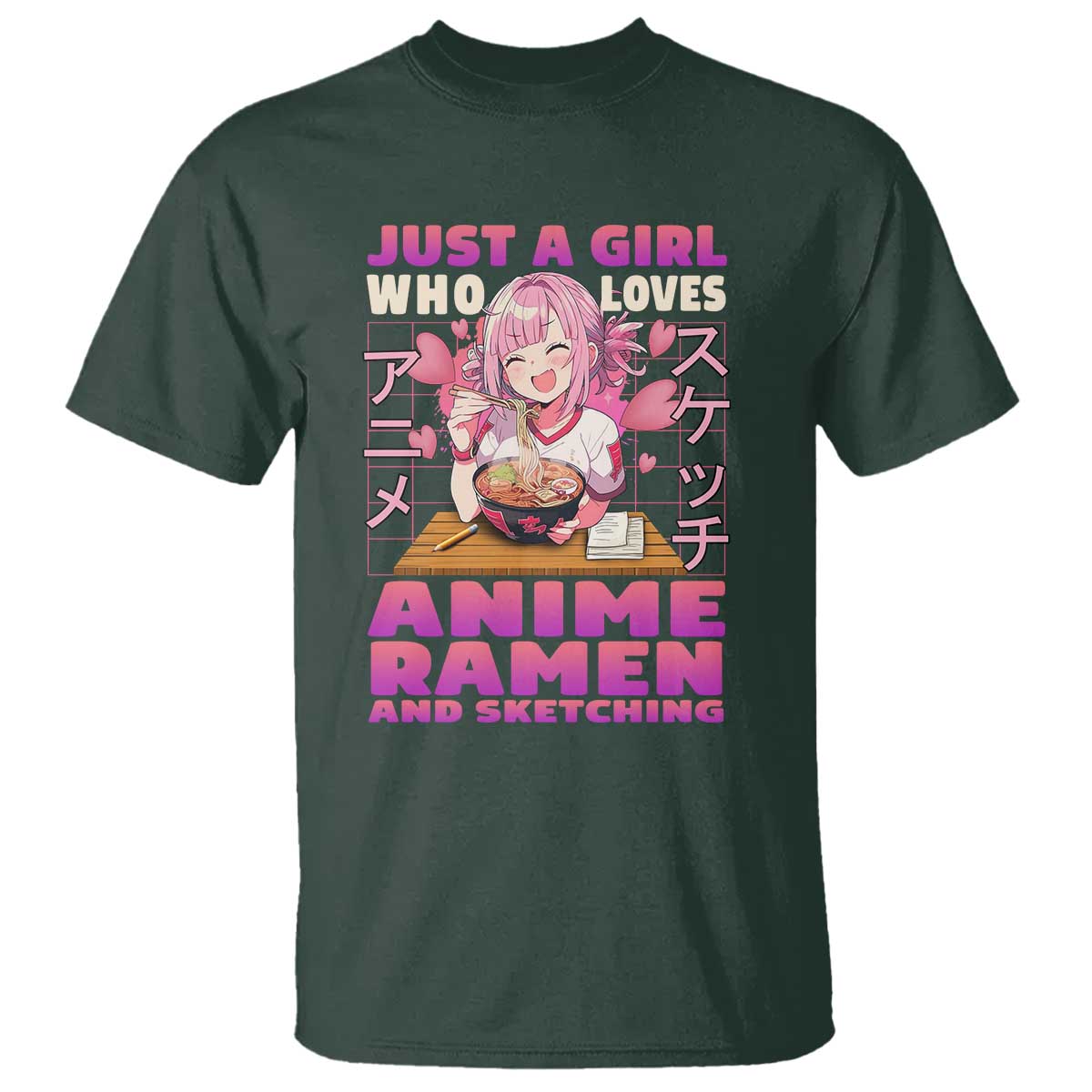 Funny Just A Girl Who Loves Anime Ramen And Sketching T Shirt Otaku Japanese Kawaii Anime Girl