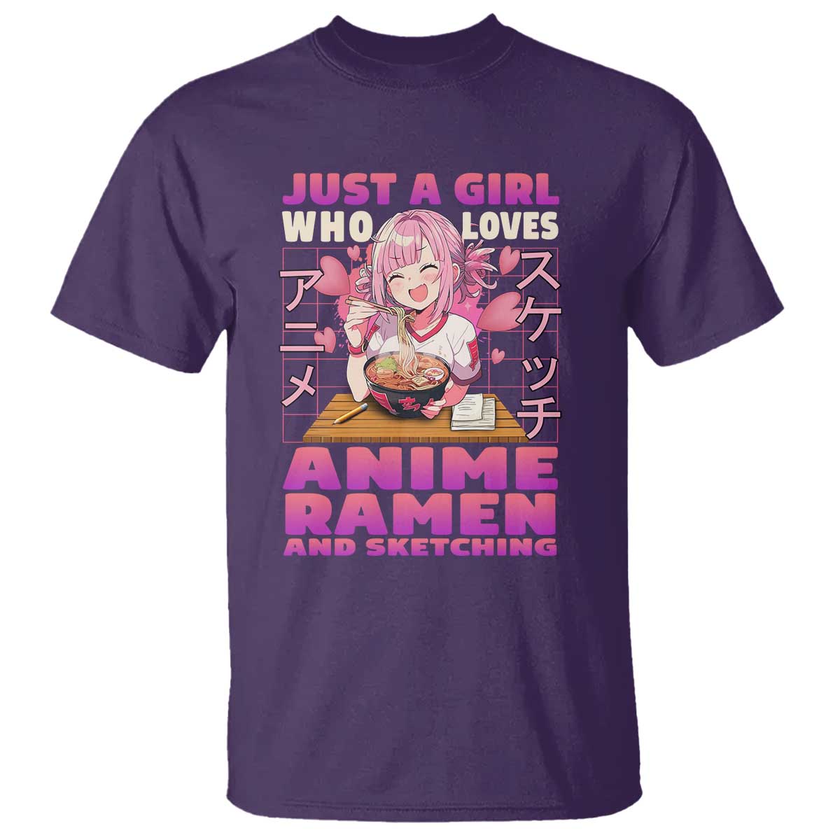 Funny Just A Girl Who Loves Anime Ramen And Sketching T Shirt Otaku Japanese Kawaii Anime Girl